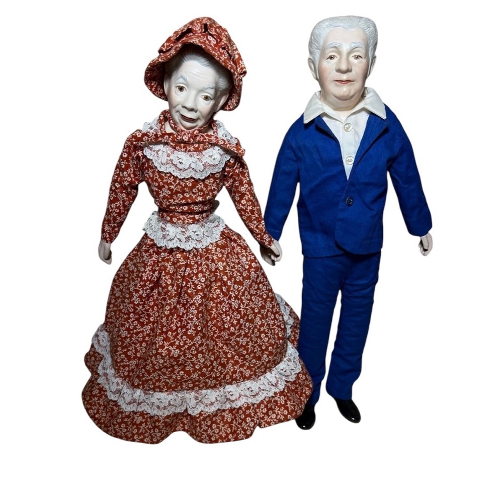 Porcelain and Cloth Aunt Polly And Professor Dobbins Dolls by Magge Head